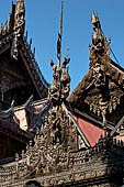 Myanmar - Mandalay, Shwenandaw Kyaung (the Golden Palace) a wonderful example of the Burmese unique teak architecture and wood-carving art. 